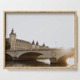 Pont au Change in Paris, France | Parisian French Bridge Sunset, Fine Art Photography Travel Print Serving Tray