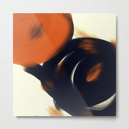 Union - Cream Background - Modern Abstract Minimalistic Zen Geometric Black Orange Timeless Circles Art by Angelo Feriante Metal Print | Digital, Painting 