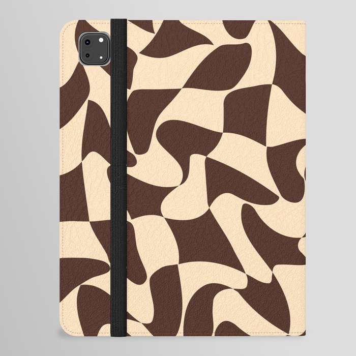 Wavy Checkerboard in Brown & Cream iPad Folio Case