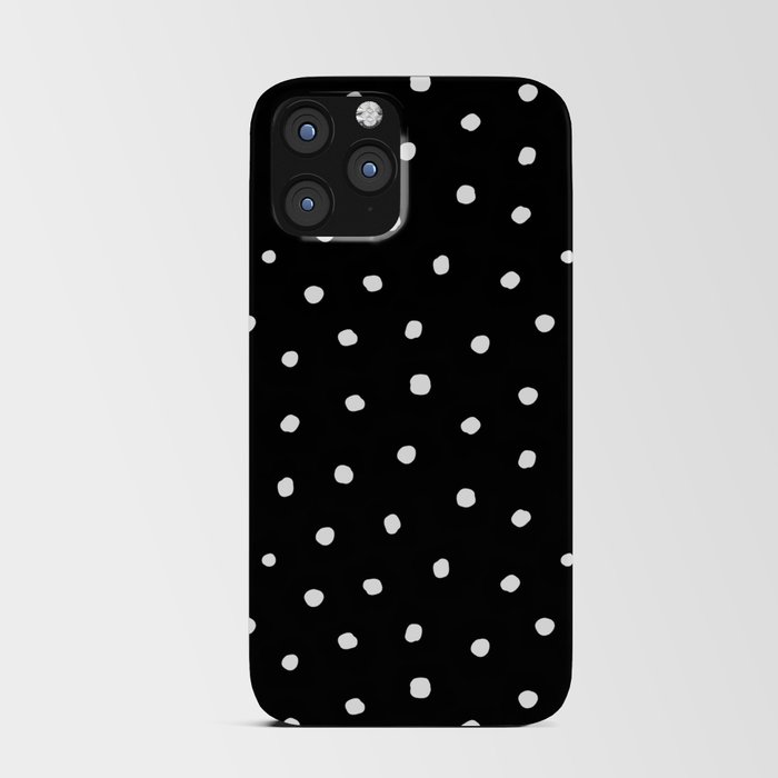 Minimal White Dots with Black Background iPhone Card Case