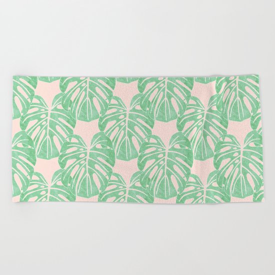 Monstera Pattern Beach Towel