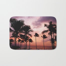 Palm Tree Sunset Bath Mat | Photo, Vector, Graphicdesign, Animal, Watercolor, People, Drawing, Tropical, Beach, Digital 