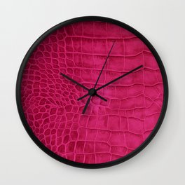 Croco leather effect - cherry Wall Clock