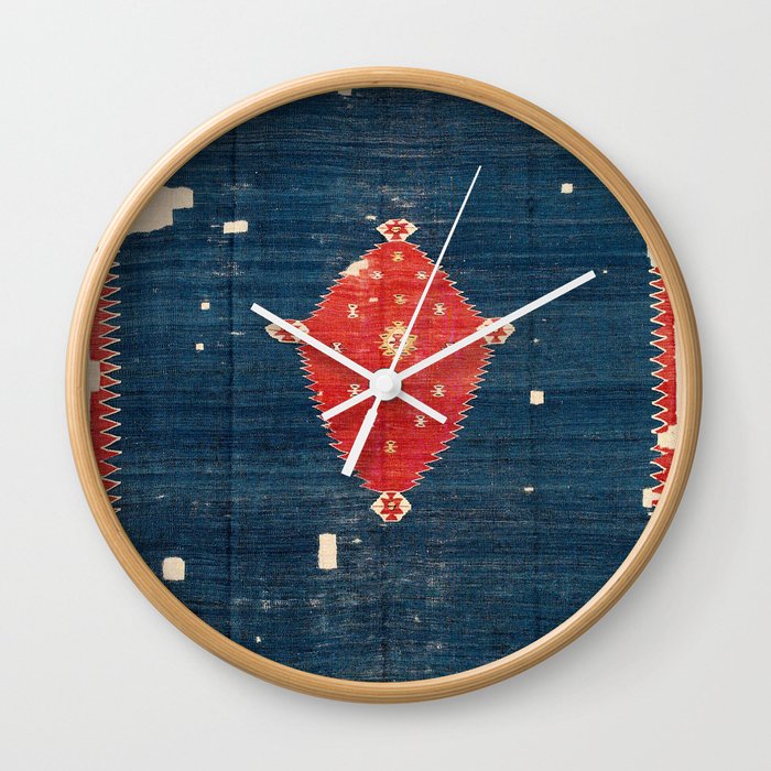 Balikesir  Antique Turkish Kilim Rug Print Wall Clock