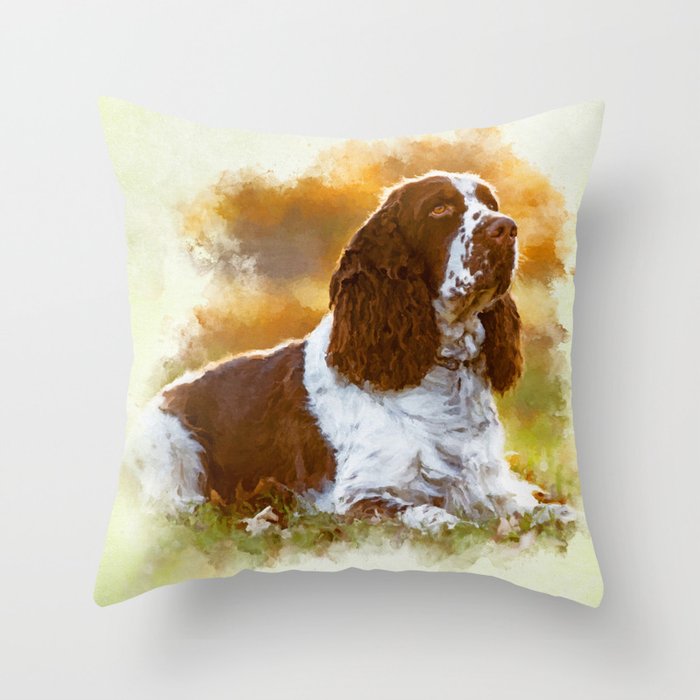 English Cocker Spaniel Dog Digital Art Throw Pillow
