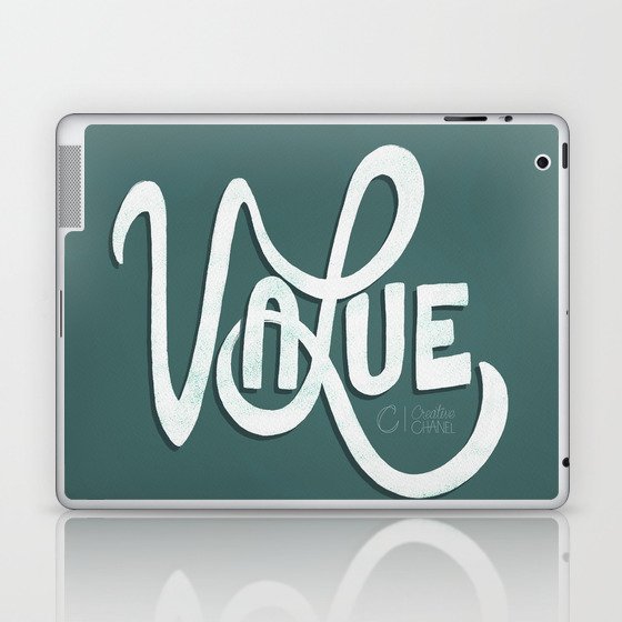 Value Lettering on Teal Laptop & iPad Skin
