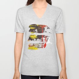 Modern Abstract _ Red, Yellow, Black V Neck T Shirt