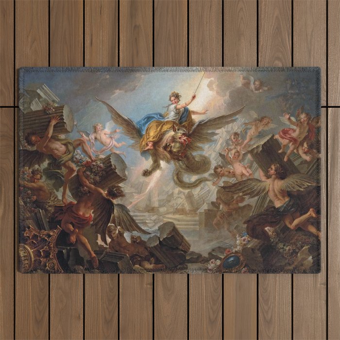 The Destruction of the Palace of Armida - Charles-Antoine Coypel 1737 Outdoor Rug