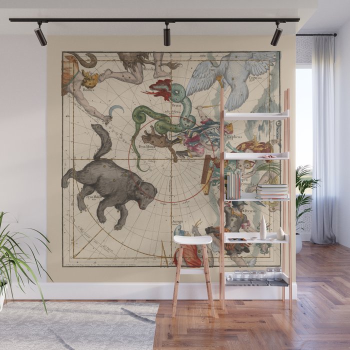 Pictorial Celestial Map With Constellations Ursa Major And Ursa
