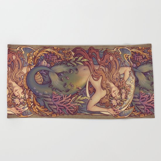 Andersen Little Mermaid Nouveau Beach Towel