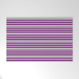 [ Thumbnail: Purple & Grey Colored Lines Pattern Welcome Mat ]