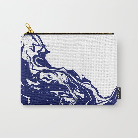 Indigo Wave water ocean abstract painting blue and white nautical trendy gender neutral dorm Carry-All Pouch