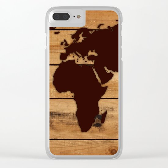map world wood Clear iPhone Case