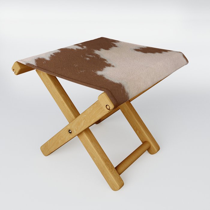 Spotted Light Brown Cowhide Folding Stool