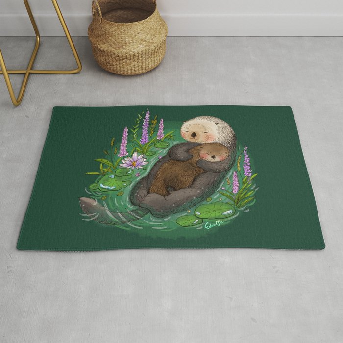 Sea Otter Mother & Baby Rug