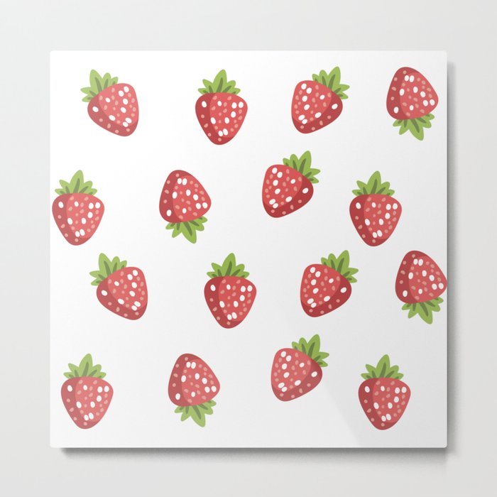 Strawberries Pattern Metal Print