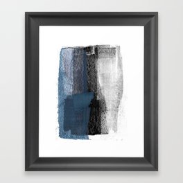 Blue and Black Abstract Painting Framed Art Print