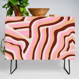 maroon zebra stripes Credenza