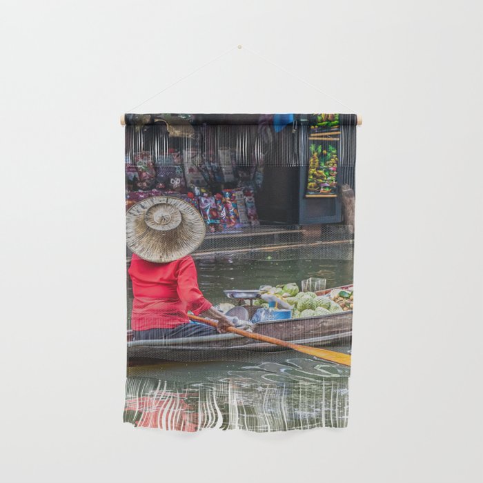Boat vendor, Damnoen Saduak floating market, Thailand Wall Hanging