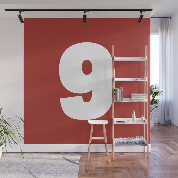 9 (White & Maroon Number) Wall Mural