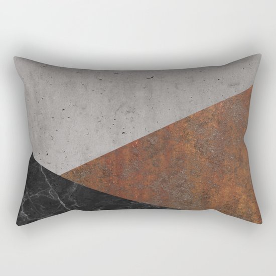 Concrete, rusted iron, marble abstract Rectangular Pillow