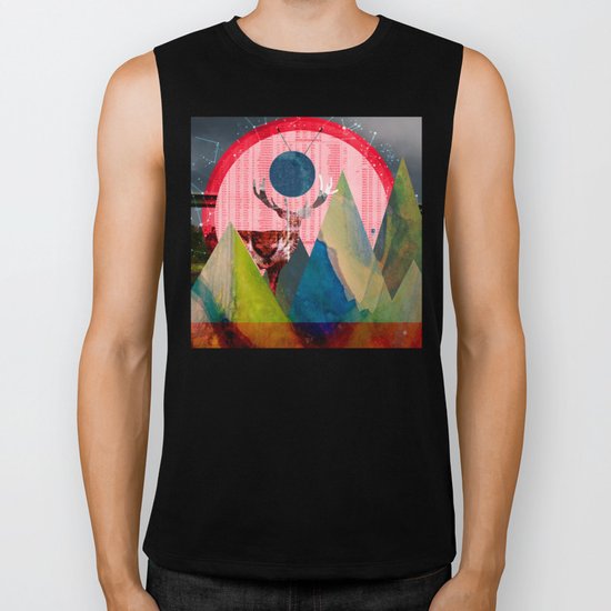 Wonder Wood Dream Mountains - Red Deer Dream Illusion Biker Tank