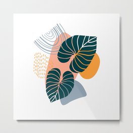 Abstract Summer Leafs Metal Print | Palmleaf, Shapes, Palm, Botanical, Abstractart, Minimalist, Botanic, Pastel, Painting, Abstractionart 