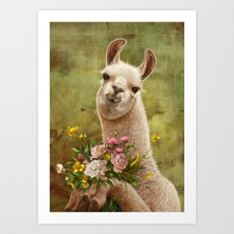 03. Llama in Love Art Print