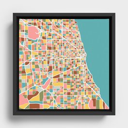 Chicago Map Art Framed Canvas