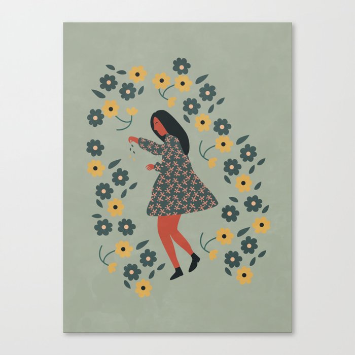 Woman Floral - Garden Botanical Canvas Print