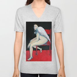 Angel wings - on a red chair Unisex V-Neck