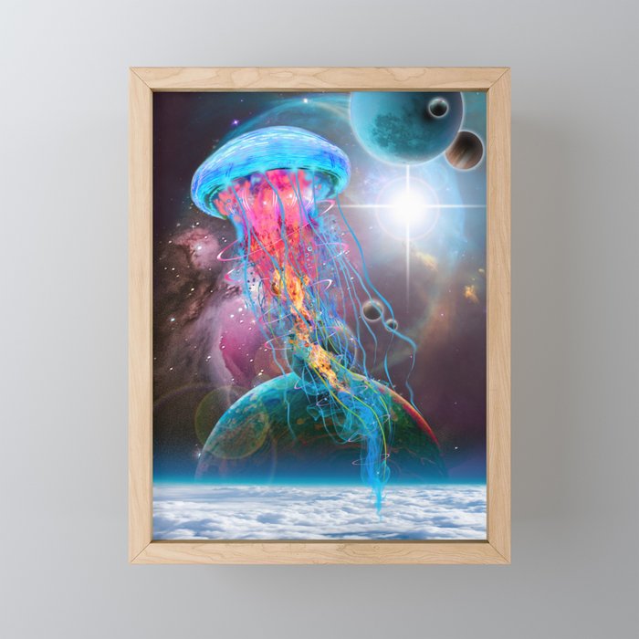 Super Space Jellyfish Framed Mini Art Print