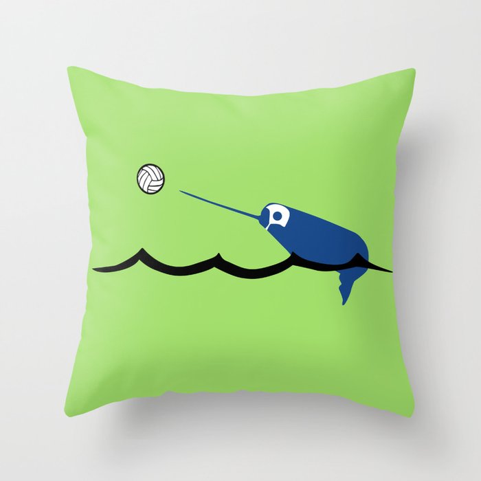 Water Polo Narwhal Throw Pillow