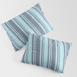 [ Thumbnail: Powder Blue & Slate Gray Colored Stripes Pattern Pillow Sham ]