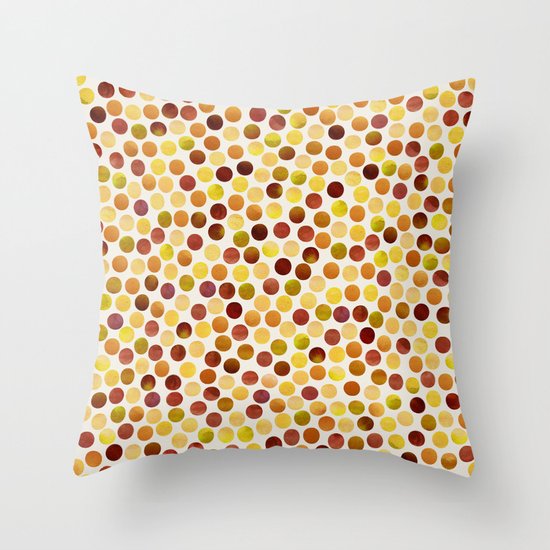 Watercolor Dots_Amber Throw Pillow