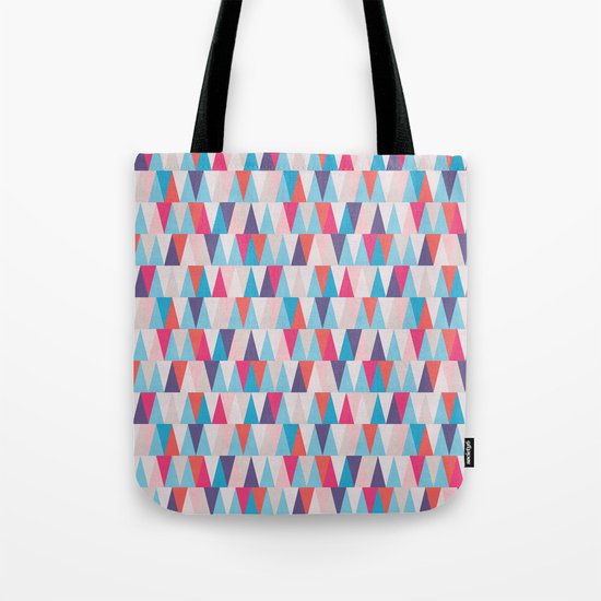 Blue & Pink Geometric Triangle Pattern Tote Bag