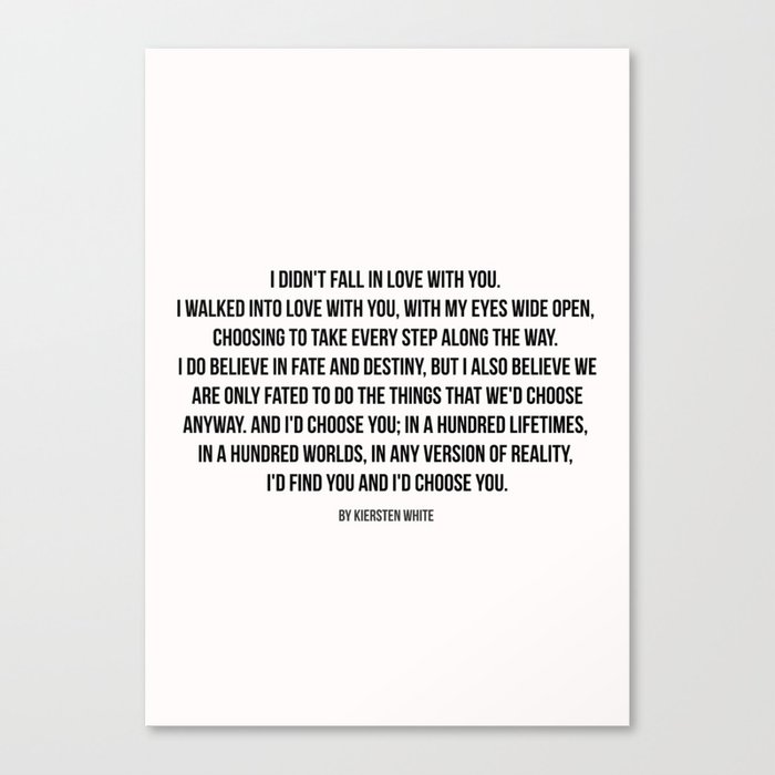 I’d choose you #quotes #love #minimalism Canvas Print