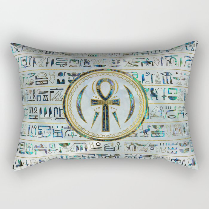 Abalone Shell Egyptian Ankh Cross symbol Rectangular Pillow