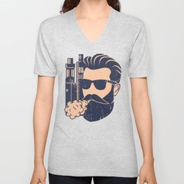 Cloud Chaser - Vaping Bearded Man V Neck T Shirt