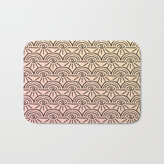 Rainbow Eyes Pink and Yellow Bath Mat