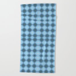 Powder Blue Perfection Digital Symmetrical Repeating Pattern Beach Towel