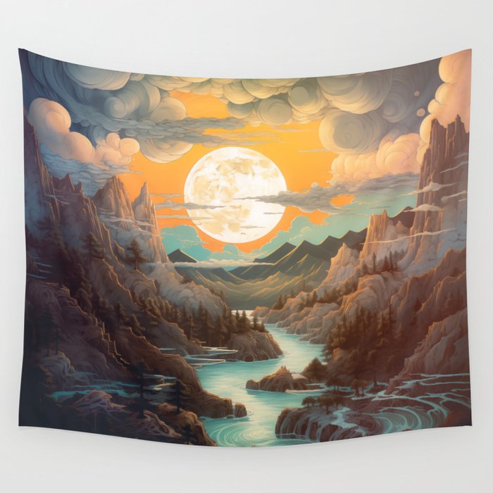 Summer Moonrise In The Sierra Mountains Wall Tapestry