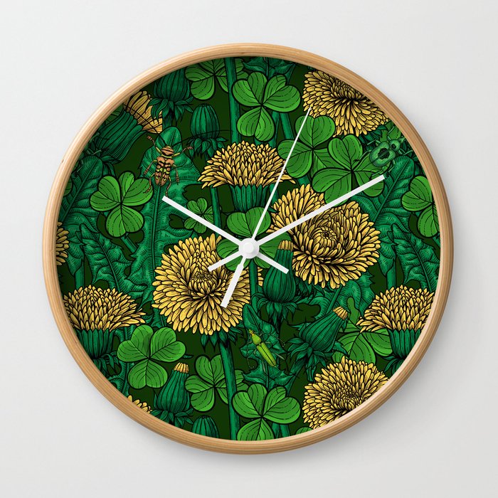 The meadow in green and yellow Wall Clock
