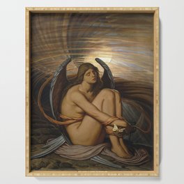 Tortured Souls - Soul in Bondage angelic still life magical realism portrait painting by Elihu Vedder  Serving Tray