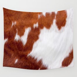 Brown Cowhide, Cow Skin Print Pattern, Modern Cowhide Faux Leather Wall Tapestry
