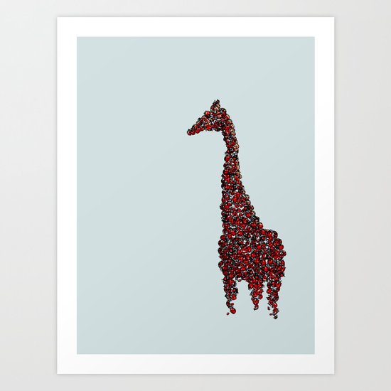 Red Giraffe Art Print