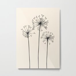 Dandelions Metal Print | Botanical, Autumn, Three, Blossom, Digital, Minimalist, Flying, Pop Art, Linedrawings, Curated 