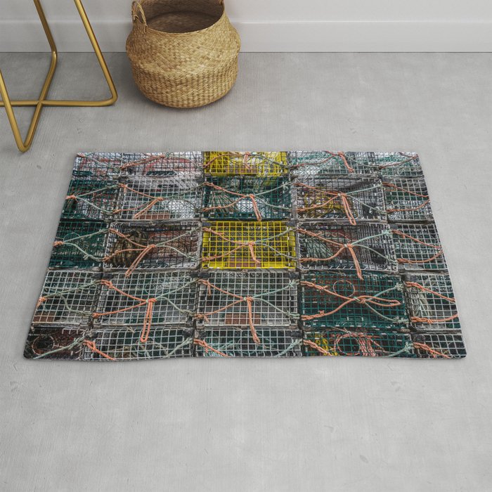 Stacked Lobster Pots Kennebunkport Maine Rug by Enzwell Artworks Society6