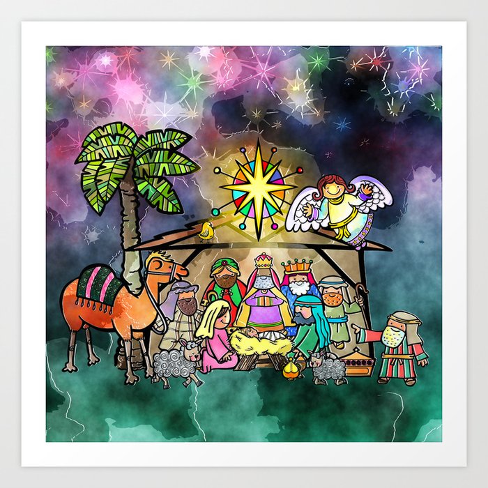 Christmas Nativity Watercolour Painting Art Print By Prawny Society6 Choose from 1500+ nativity graphic resources and download in the form of png, eps, ai or psd. christmas nativity watercolour painting art print by prawny