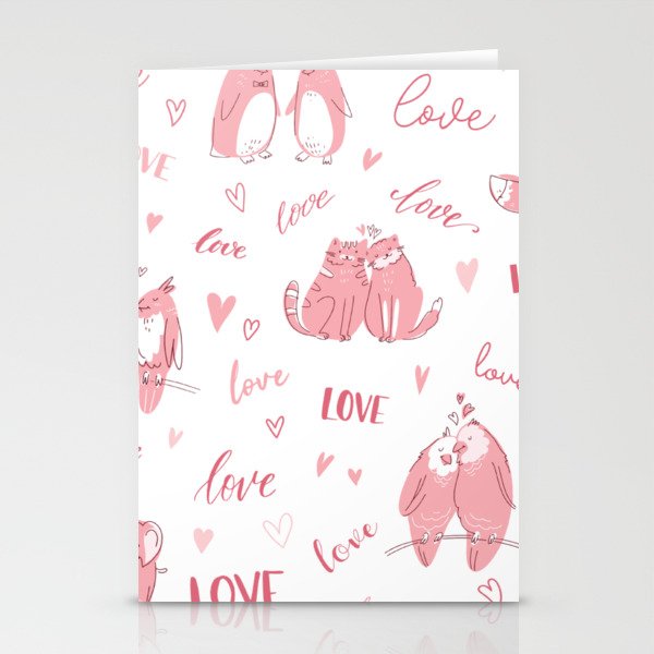 Animal Couples For Valentine's Day Animals In Love Stationery Cards
